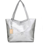 Women Leather Handbag Silver Gold Black Shoulder Bag