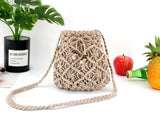 New bow Women's Straw Bucket Bag
