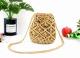 New bow Women's Straw Bucket Bag