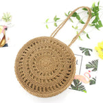 womens straw Handbag Hand-woven Round Shoulder Bag