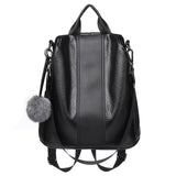 Fur ball Women Backpack Quality Youth Leather Backpacks