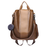 Fur ball Women Backpack Quality Youth Leather Backpacks