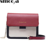 Contrast color Leather Crossbody Bags