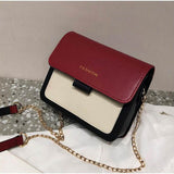 Contrast color Leather Crossbody Bags